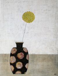 Blumentopf schwarz, 65x50 cm, Akryl, mixed media, &Ouml;lkreide